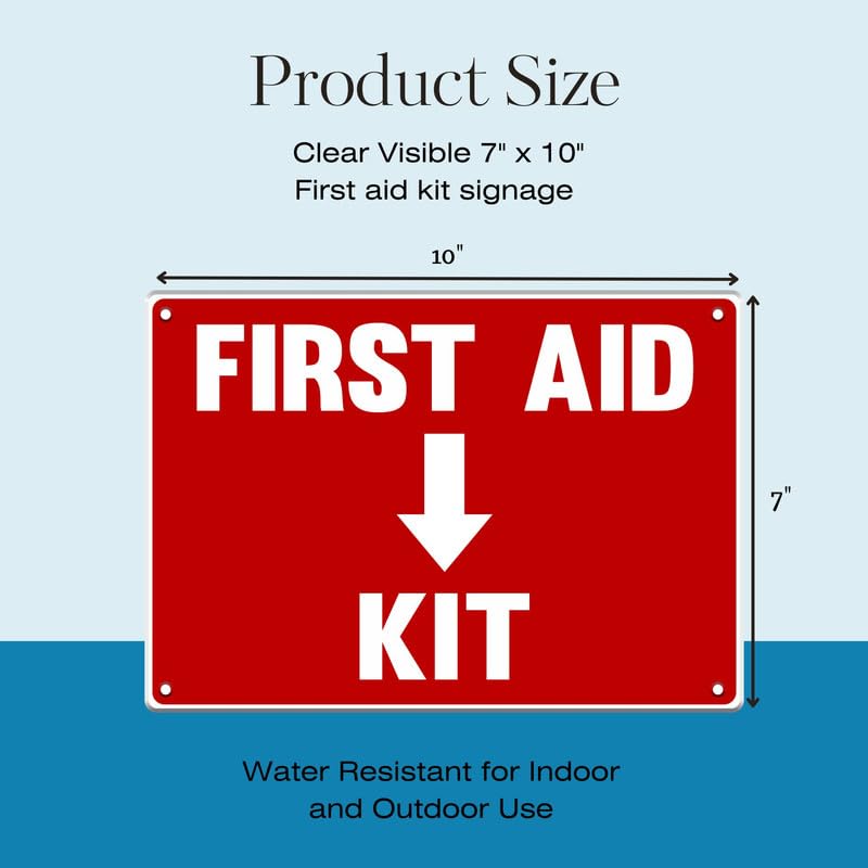 Safety Supply Mart 2 Pack First Aid Safety Sign For Emergency Kit, Clear Visible 7" x 10", Easy To Install, Durable Water Resistant for Indoor and Outdoor Use - Image 2